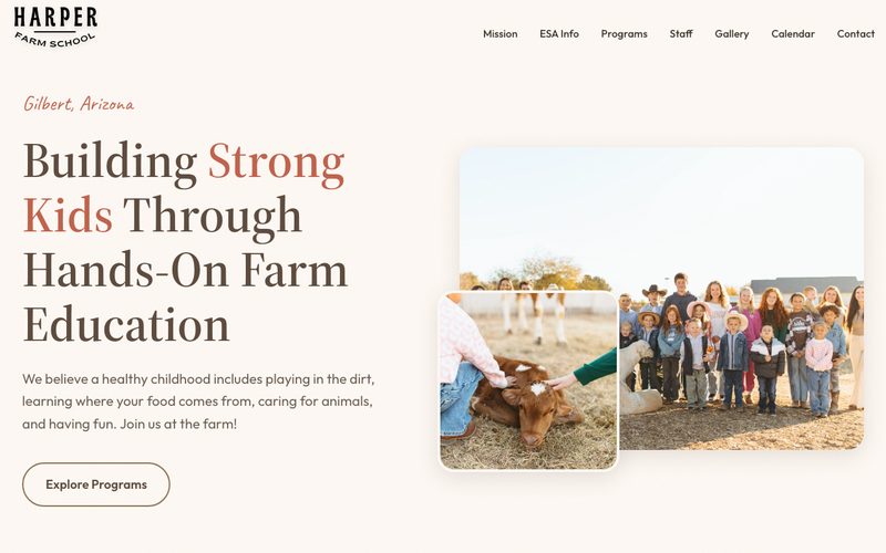 Harper Farm School website built by MorePie